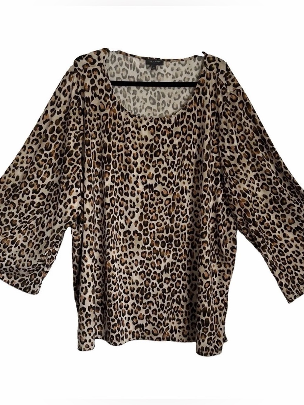 The Limited Womens 3X Animal Print  Tunic Top Long Sleeve Stretch Boho Office